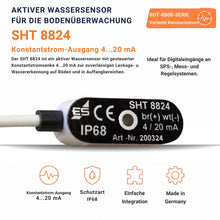 SHT 8824 aktiver Wassersensor mit 4–20 mA Konstantstrom-Ausgang zur Leckage- und Wassererkennung auf Böden