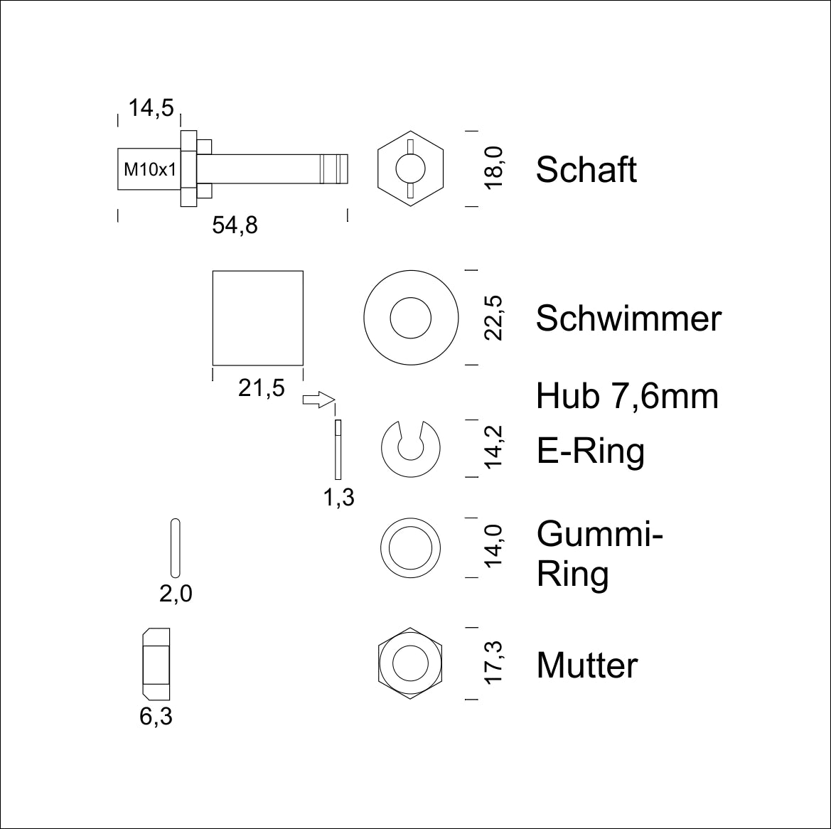 SHT 8080 aktiver Mini-Schwimmerschalter V2A Edelstahl