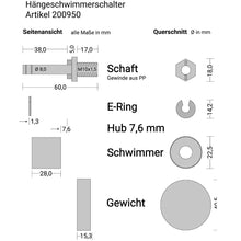 Hänge-Schwimmerschalter SHT 5017 Keine Montage - einfach einhängen