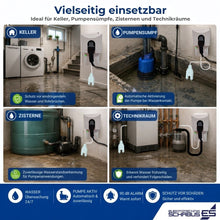 SHT 217 Pumpensteuerung mit Wassersensor für Keller, Pumpensümpfe, Zisternen und Technikräume zur automatischen Aktivierung von Pumpen bei Wasserkontakt.