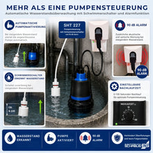 SHT 227 Pumpensteuerung mit Schwimmerschalter, einstellbarer Nachlaufzeit und zusätzlichem 90 dB Alarm