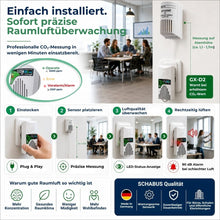 Installation des GX-D2 CO₂-Melders mit externem Sensor zur Überwachung der Luftqualität in Büros und Besprechungsräumen.