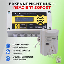 CO Melder mit externe Sensor für beste Positionierbarkeit, auch in externem Raum