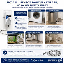 SHT 450 Wassermelder mit flexibel verlegbarem Sensorkabel zur Leckageerkennung an Waschmaschinen, Spülmaschinen und Wasseranschlüssen