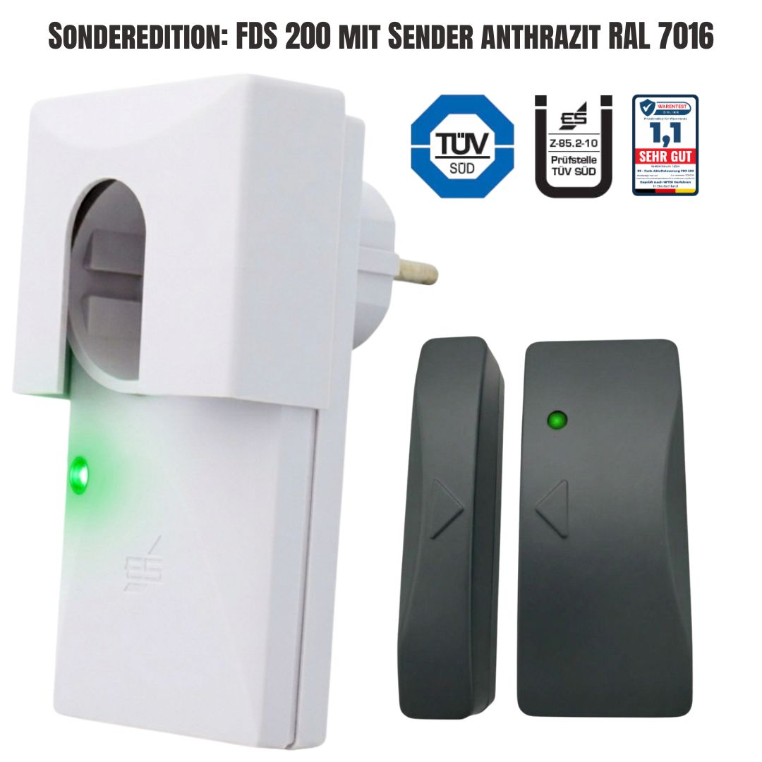 Funk-Abluftsteuerung FDS 200 Ü-Zeichen (DIBt) und TÜV Sonderedition Sender RAL 7016 anthrazit