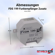Abmessungen FDS 199 zusätzicher Funkempfänger für Abluftsteuerung