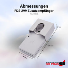Abmessungen des FDS299-ZusätzlichenEmpfängers für zweites Fenster