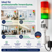 CO₂-Ampel für professionelle Innenräume wie Arztpraxen, Kliniken, Konferenzräume und öffentliche Bereiche zur sichtbaren Luftqualitätskontrolle.