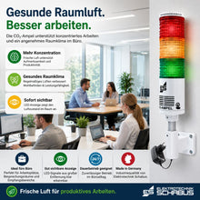 CO₂-Ampel Office im modernen Büro zur Unterstützung von konzentriertem Arbeiten, angenehmem Raumklima und produktiver Zusammenarbeit.