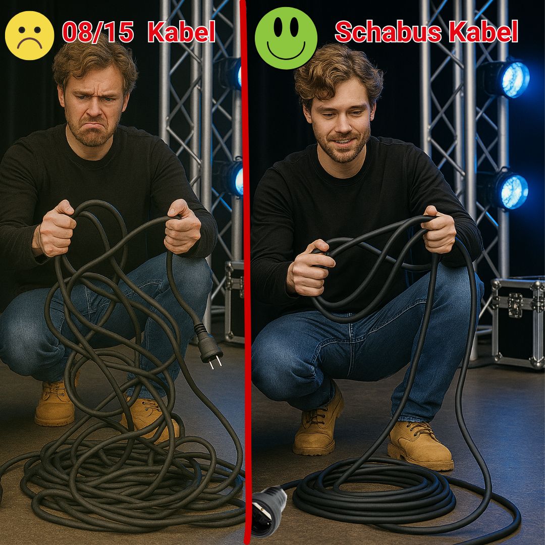 Anwendung Verlängerungskabel Vergleich normales Kabel zu Schabus Kabel