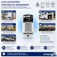 GX-SE Gasdetektor für Erdgas und Flüssiggas in Heizungsräumen, Gasleitungen, Wohnmobilen, Küchen, Gastronomie und Industrieanlagen
