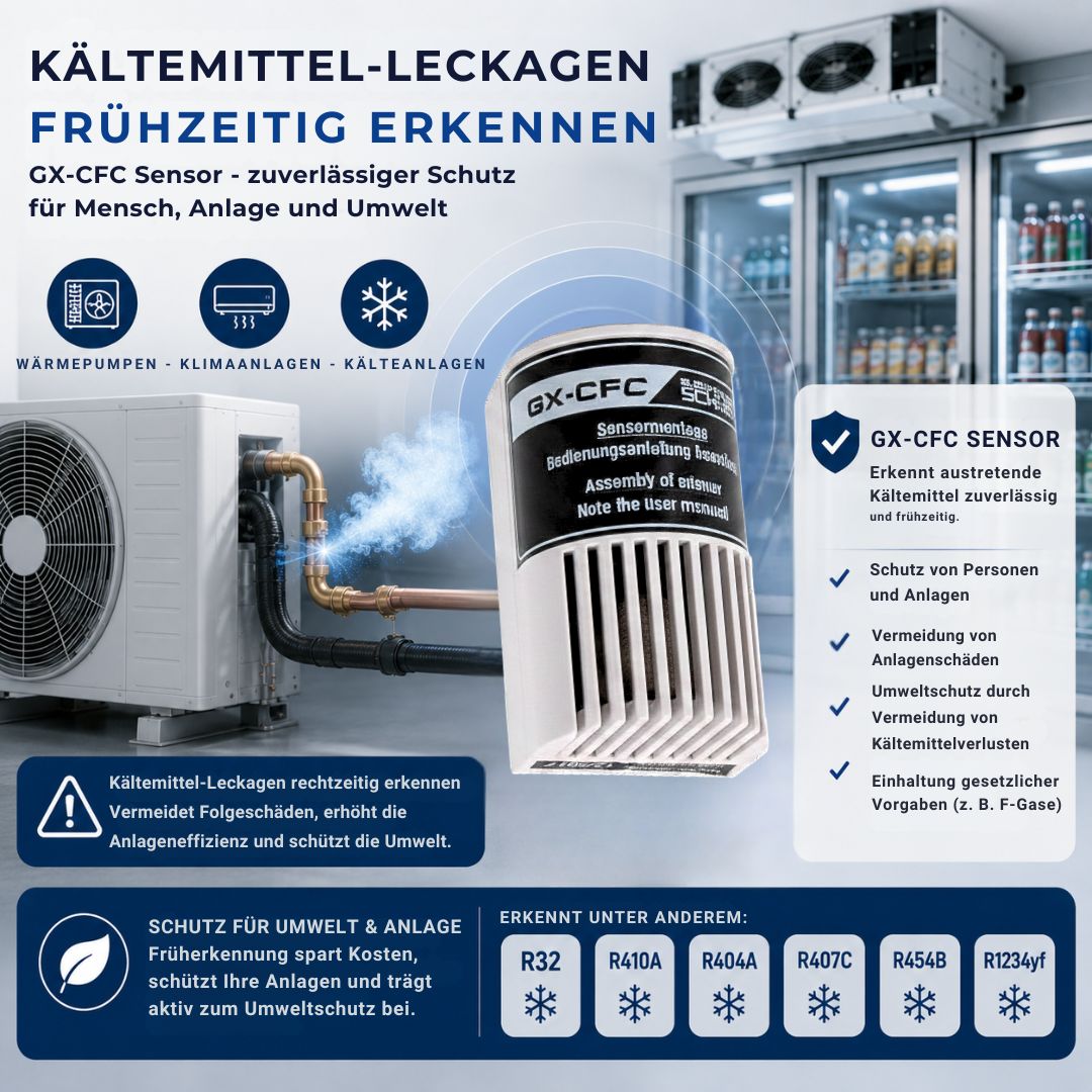 GX-CFC Sensor erkennt Kältemittel-Leckagen frühzeitig und schützt Menschen, Anlagen und Umwelt vor Folgeschäden