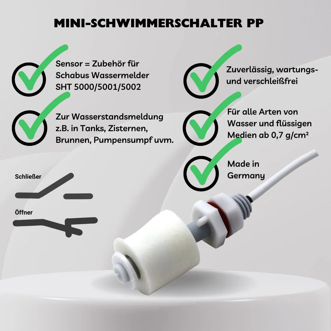Mini-Schwimmerschalter Kunststoff Schließerkontakt