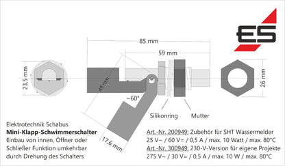 Klappschwimmerschalter Kunststoff