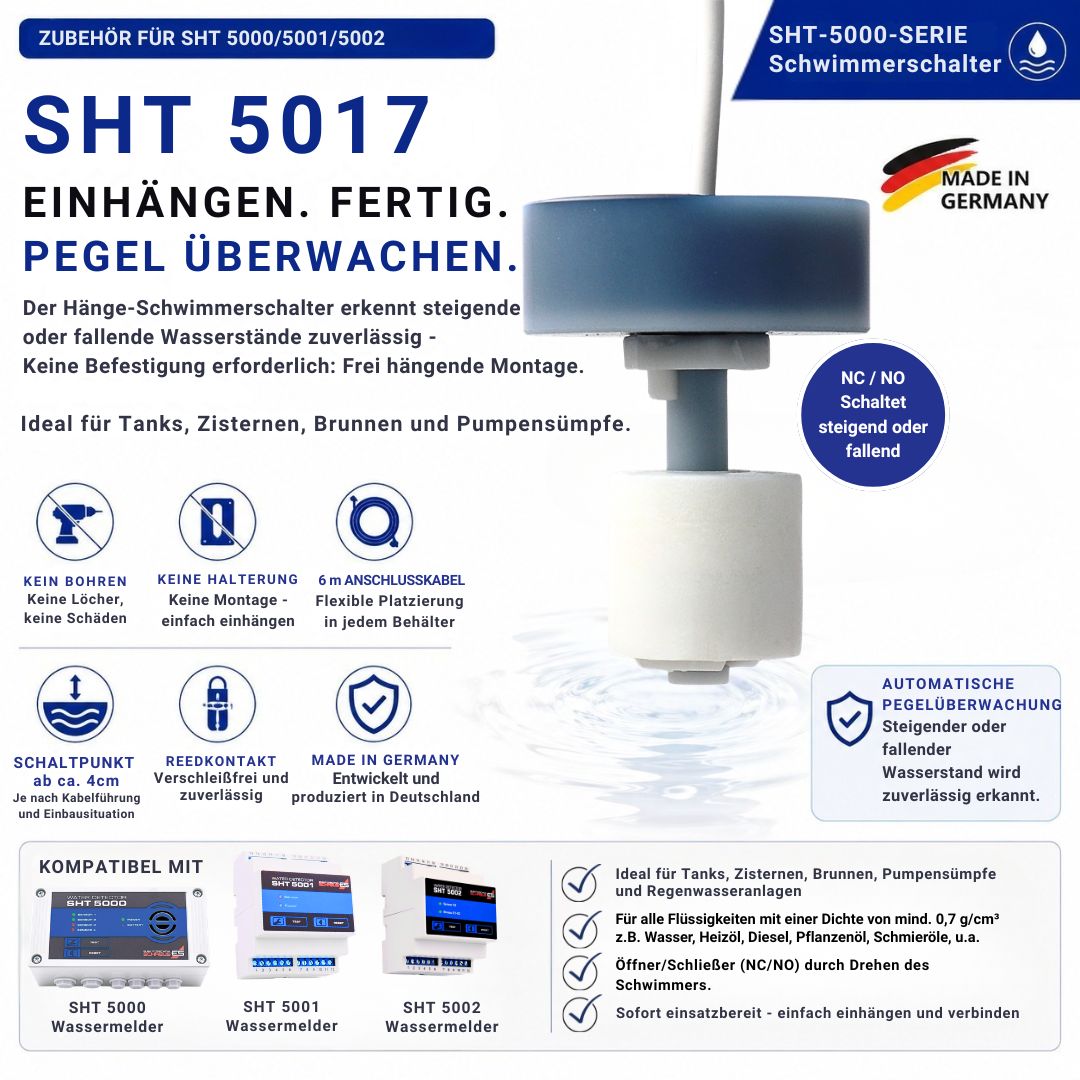 SHT 5017 Hänge-Schwimmerschalter mit Öffner und Schließer Funktion zur Pegelüberwachung
