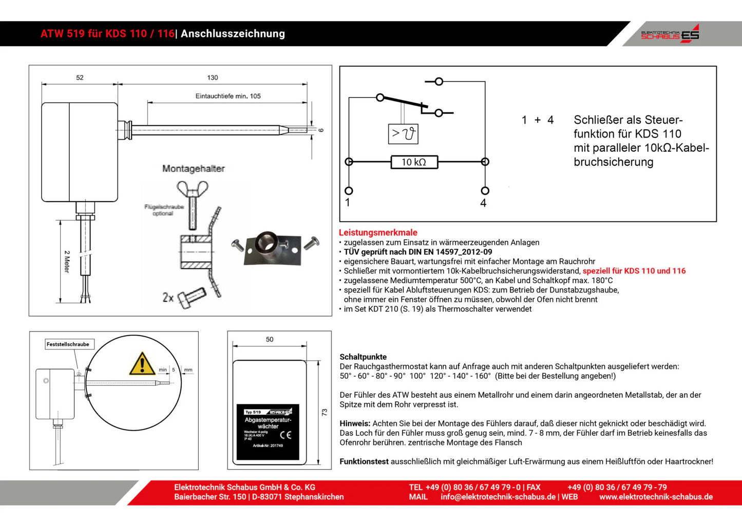 Abgastemperaturwächter ATW 519 - KDS 110/116