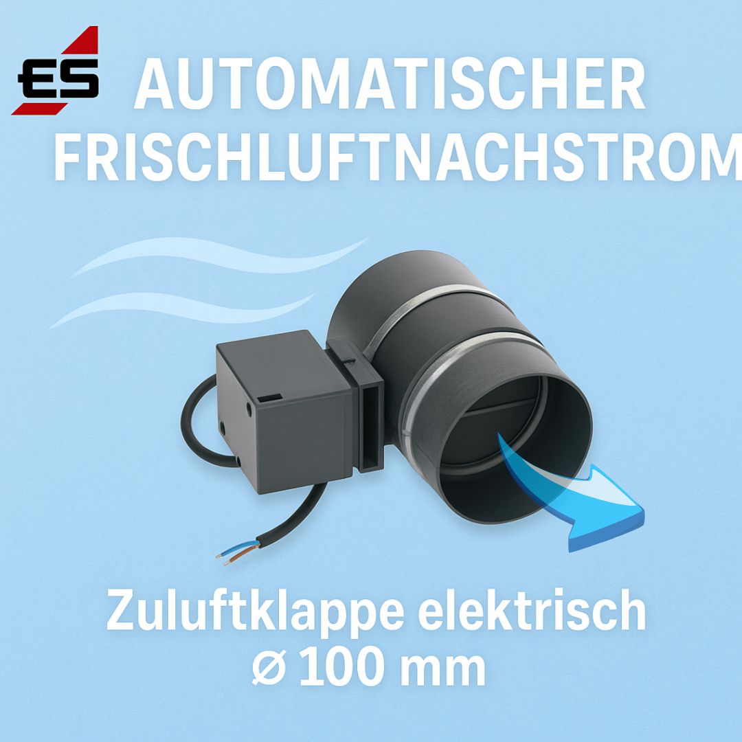 Zuluftklappe elektrisch mit Luftstrom dargestellt