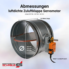 Abmessungen der Belimo Zuluftklappe für kontrollierte Zuluftsysteme