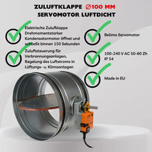 Luftdichte Zuluftklappe mit Belimo-Servomotor