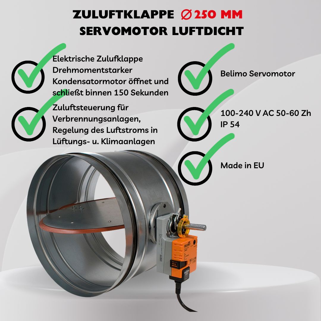 Luftdichte Zuluftklappe ⌀ 250 mm
