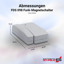 Abmessungen FDS 098 zusätzlicher Fensterkontaktschalter für Abluftsteuerung