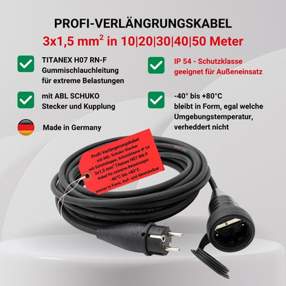 Verlängerungskabel Schuko 3x1,5mm 10m