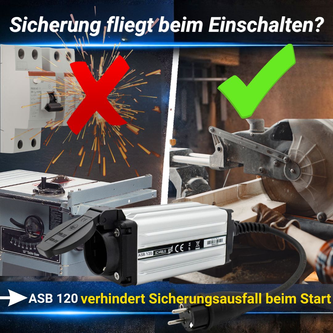Sicherung fliegt beim Einschalten - der ASB 116 Anlaufstrombegrenzer verhindert dies