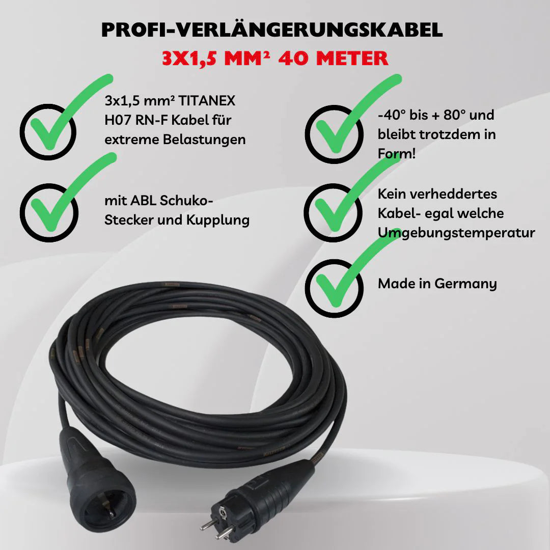 Verlängerungskabel Schuko 3x1,5mm 40m