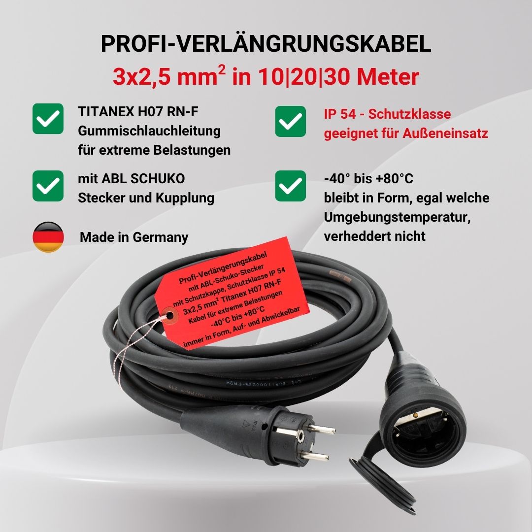 Verlängerungskabel Schuko 3x2,5mm 20m