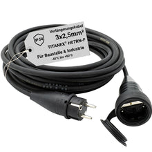 Profi-Verlängerungskabel 3×2,5 mm² mit TITANEX® H07RN-F Gummikabel, ABL Schuko-Stecker, robuster Kupplung und IP54-Schutz für Baustelle, Werkstatt und Industrie.