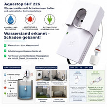 Aquastop SHT 226 Wasserstandsmelder mit Alarmfunktion, Schwimmerschalter und automatischer Geräteabschaltung