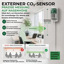 Externer CO₂-Sensor des GX-D250 für präzise CO₂-Messung auf Atemhöhe mit flexibler Wandmontage
