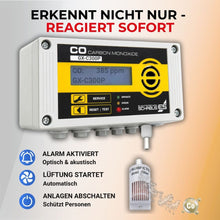 CO Melder Funktionsweise erkennt CO und reagiert sofort mit optischen und akustischen Alarm