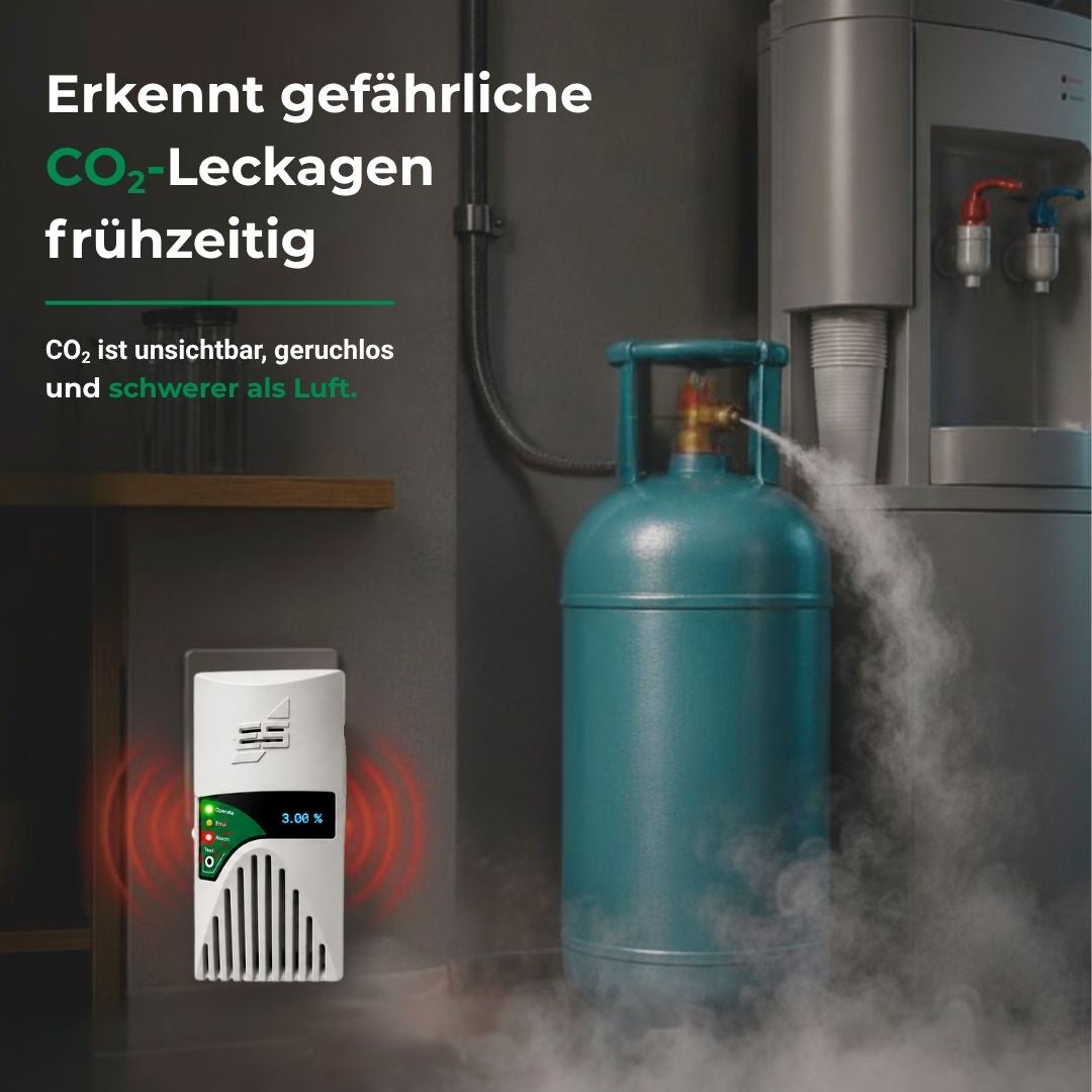 Vergleich zwischen GX-D33 CO₂-Leckagewarner für technische Anlagen und herkömmlichem Raumluft-CO₂-Melder