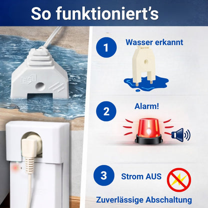 So funktioniert der Aquastopp SHT 216, erkennt Wasser, gibt Alarm und Schaltet Strom ab