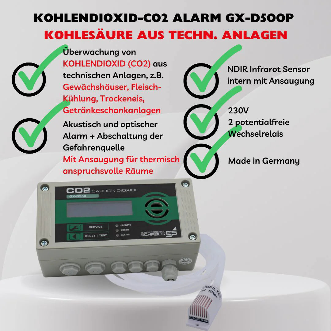 GX-D500P-Professioneller CO2-Alarm mit Ansaugung