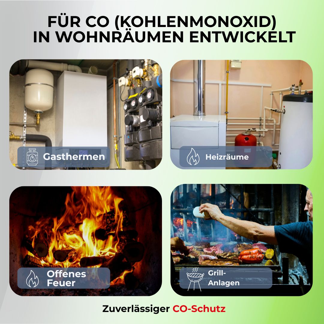 CO Melder mit externem Sensor für alle Anlagen mit erzeugender Wärme 