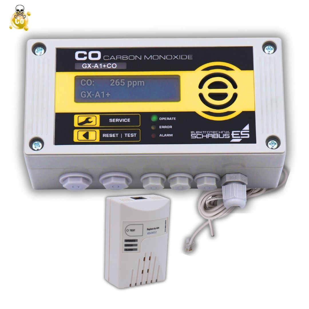CO Melder GXA1+CO mit externem CO Sensor für bessere Positionierbarkeit