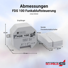 Abmessungen der FDS100 Funkabluftsteuerung
