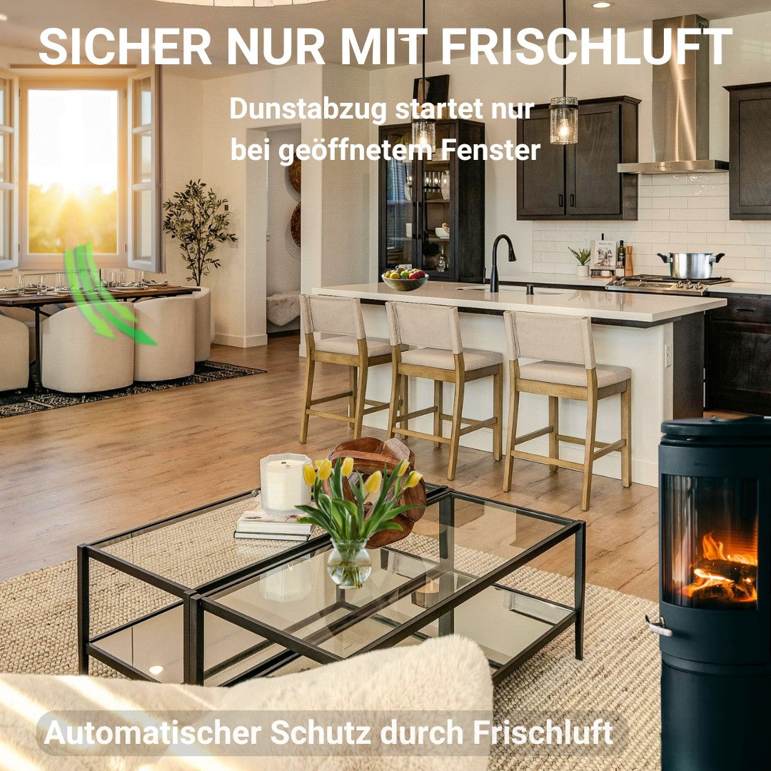 Funk-Abluftsteuerung Sicher nur mit Frischluft, Abluft startet nur bei geöffnetem Fenster