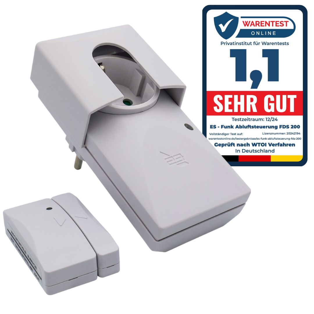 Funk-Abluftsteuerung FDS 200 mit Warentest Online Logo