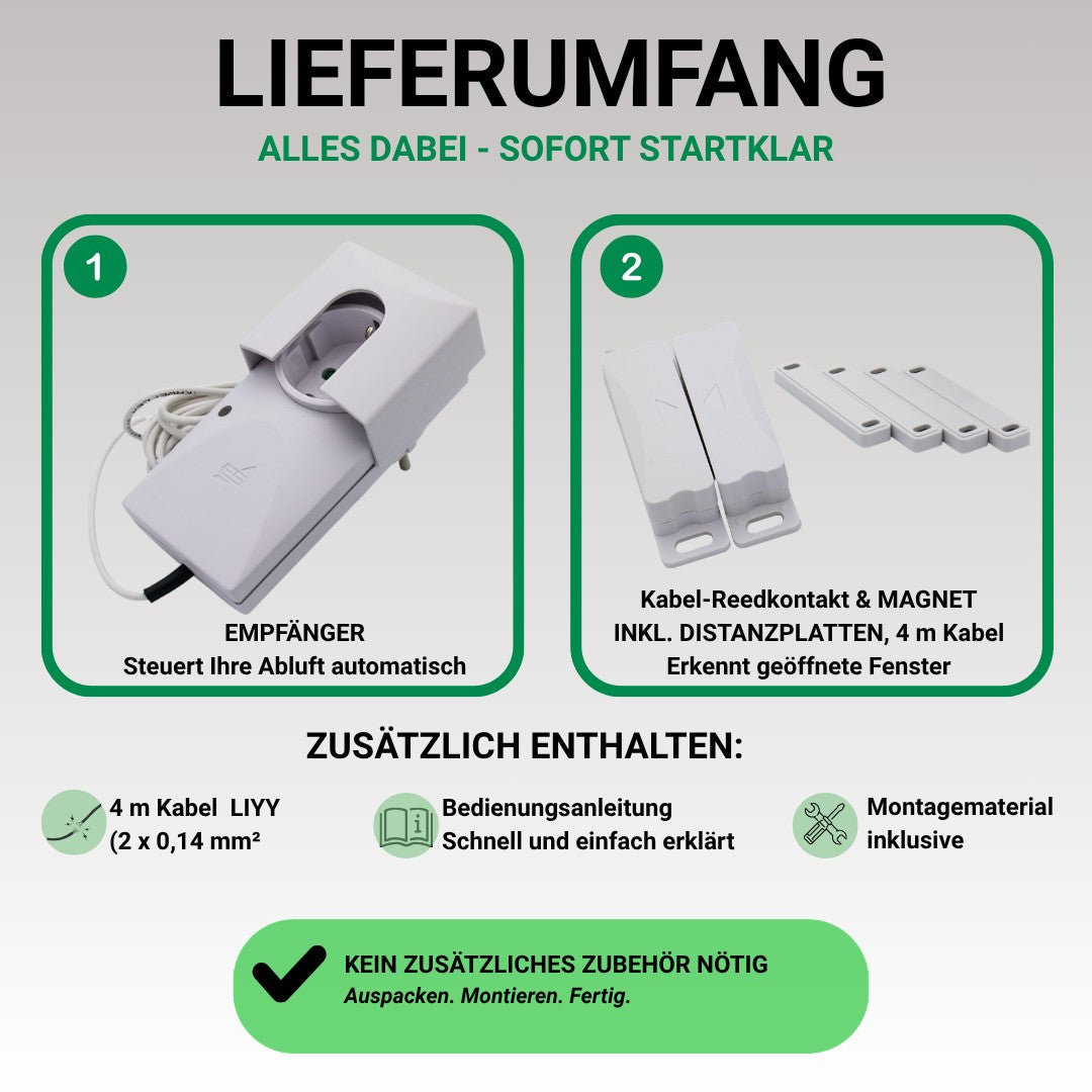 Lieferumfang KDS 210 Kabel-Abluftsteuerung