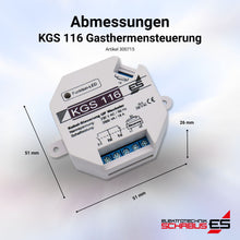 Abmessungen der KGS116 Gasthermensteuerung