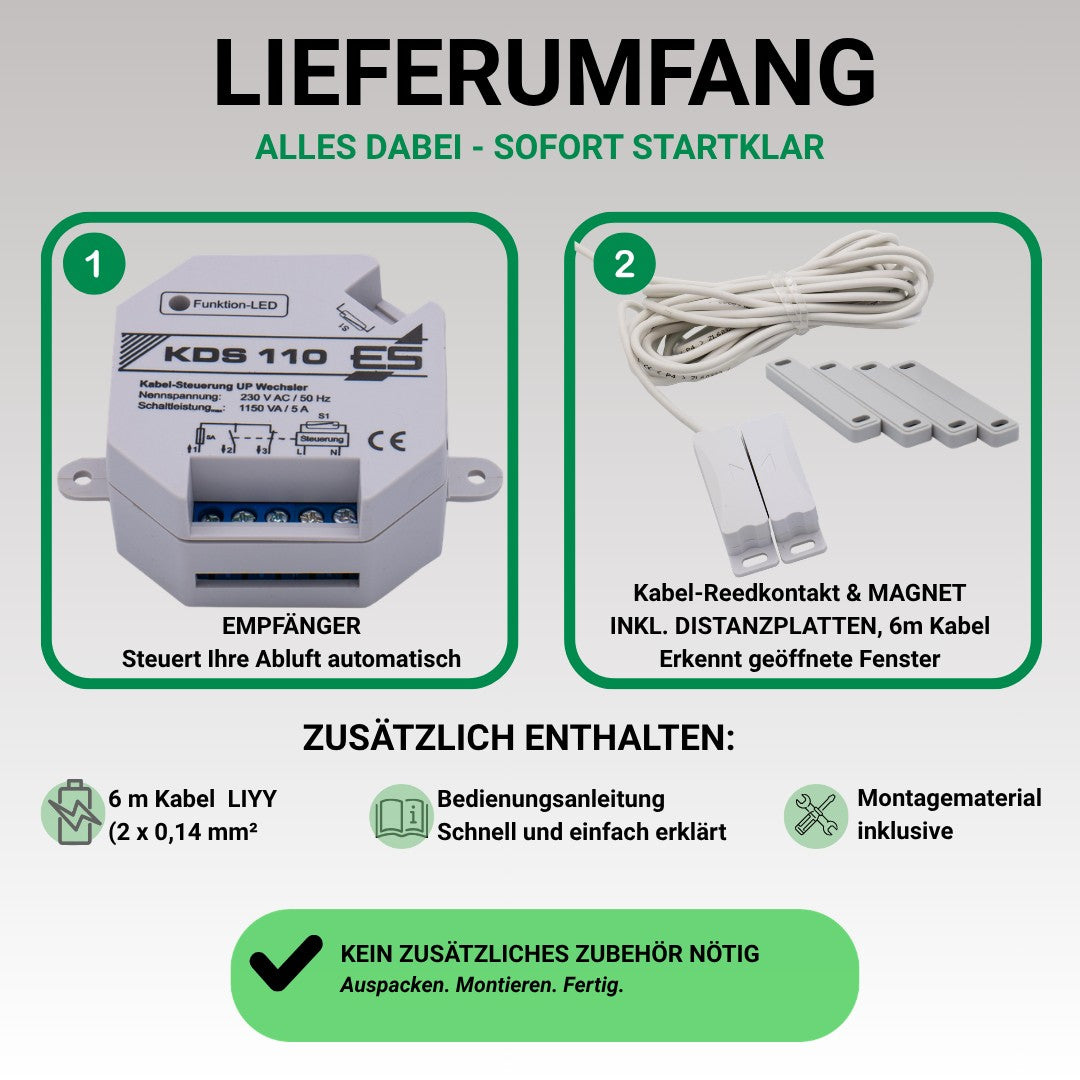 KDS 110 Lieferumfang Kabelabluftsteuerung