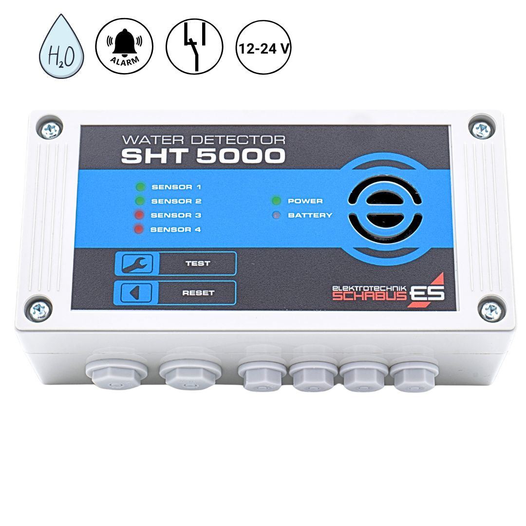 SHT 5000 Wassermelder das Mulitfunktionsgerät in 230V Version mit 4 Meldelinien und potentialfreiem Wechslerrelais