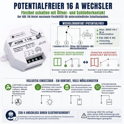 KDS 116 mit potentialfreiem 16 A Wechsler für flexible Schalt- und Steuerungsaufgaben