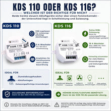 Vergleich KDS 110 mit DIBt-Zulassung und KDS 116 mit höherer Schaltleistung bis 16 A