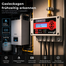 GX-A1+ Gaswarnsystem installiert im Technikraum zur frühzeitigen Erkennung von Erdgas-, Stadtgas- und Kohlenmonoxid-Leckagen.
