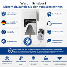 GX-K2 Kältemittelwarngerät mit externem Sensor von Schabus, entwickelt und produziert in Deutschland mit geprüfter Sicherheit und über 30 Jahren Erfahrung in der Sicherheitstechnik.