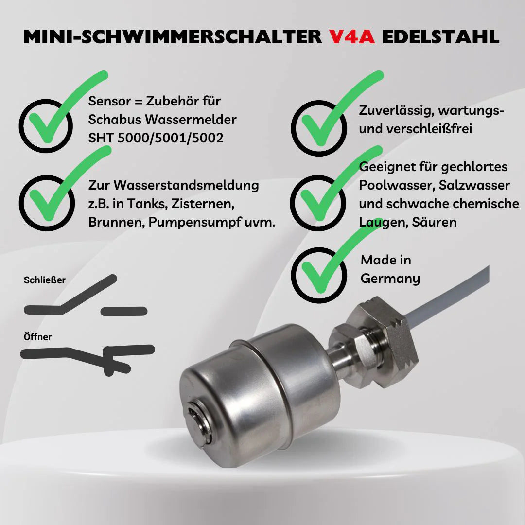 Mini-Schwimmerschalter V4A Schließer-Kontakt